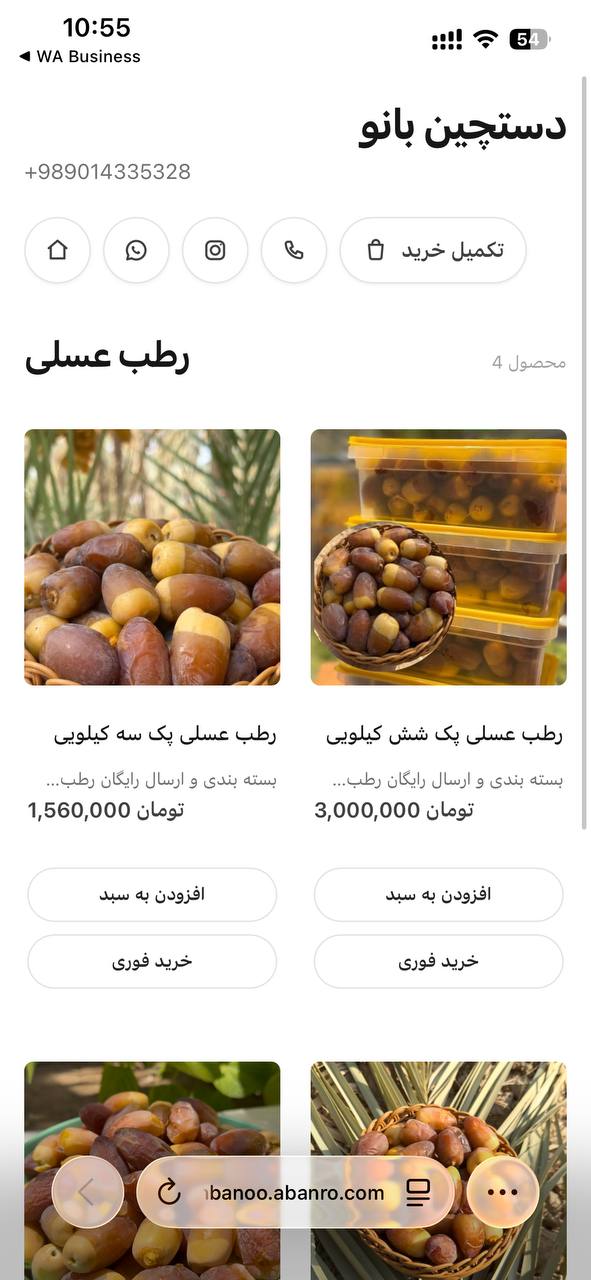 تصویر واقعی: سایت فروشگاهی ساخته‌شده با دایرکتچی در موبایل